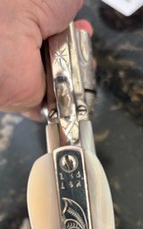 ENGRAVED 1899 MADE COLT SAA IN 44-40 CAL, COLT SINGLE ACTION ARMY PEARL GRIPS STEER HEAD RUBY EYES - Image 9 of 12