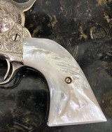 ENGRAVED 1899 MADE COLT SAA IN 44-40 CAL, COLT SINGLE ACTION ARMY PEARL GRIPS STEER HEAD RUBY EYES - Image 6 of 12