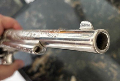 ENGRAVED 1899 MADE COLT SAA IN 44-40 CAL, COLT SINGLE ACTION ARMY PEARL GRIPS STEER HEAD RUBY EYES - Image 11 of 12