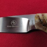 Arno Bernard custom knife with ram scales and buffalo hide sheath, new and unsharpended - 2 of 3