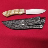 Arno Bernard custom knife with ram scales and buffalo hide sheath, new and unsharpended - 3 of 3