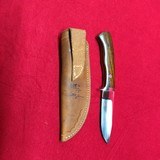 Larry Page custom drop point hunting sheath knife, new - 3 of 4