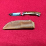 Larry Page custom drop point hunting sheath knife, new - 1 of 4