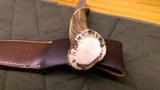 Muler custom knife with antler handle and maker sheath, new - 5 of 5