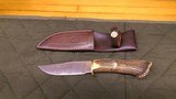 Muler custom knife with antler handle and maker sheath, new - 1 of 5