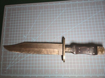 T. W. Downing Large Bowie, Damascus and color cased