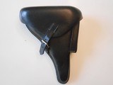 Reproduction WWII Stitched Black Leather P.08 German Luger Hard Clamshell Holster - 1 of 10