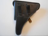 Reproduction WWII Stitched Black Leather P.08 German Luger Hard Clamshell Holster - 2 of 10