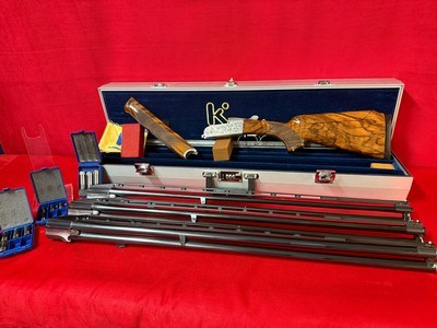 Krieghoff K20 Sovereign Scroll 3 Barrel Pro Sporter Set 20/28/.410 w/Crown Wood - Image 1 of 11