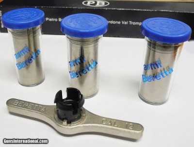 SET OF 3 BERETTA 12 GA CHOKE TUBES WITH CHOKE WRENCH, BRAND NEW