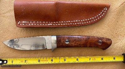 J. B. MOORE CUSTOM KNIFE, DROP POINT, NEW WITH SHEATH