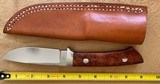 J. B. MOORE CUSTOM KNIFE, DROP POINT, EXOTIC WOOD, NEW WITH SHEATH - 1 of 3