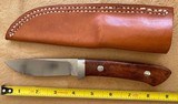 J. B. MOORE CUSTOM KNIFE, DROP POINT, EXOTIC WOOD, NEW WITH SHEATH - 2 of 3