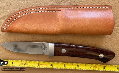 J. B. MOORE CUSTOM KNIFE, DROP POINT, EXOTIC WOOD, NEW WITH SHEATH - Image 2 of 3