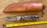 J. B. MOORE CUSTOM KNIFE, SMALL SEMI SKINNER, BIG HORN SHEEP, NEW WITH SHEATH