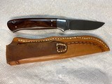 J. B. MOORE CUSTOM KNIFE, DROP POINT, EXOTIC WOOD, NEW WITH SHEATH - 5 of 6