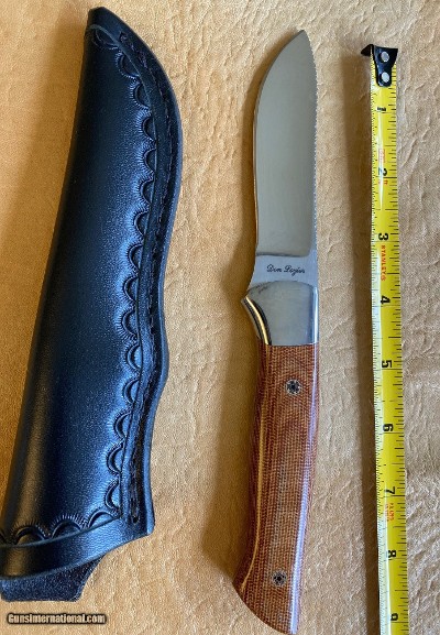 DON LOZIER HAND MADE CUSTOM KNIFE, SEMI SKINNER CANVAS MICARTA, BRAND NEW