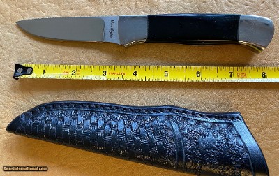 DON LOZIER HAND MADE CUSTOM KNIFE, DROP POINT BLACK MICARTA, BRAND NEW (#2071)