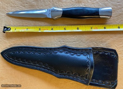 DON LOZIER HAND MADE CUSTOM KNIFE, BLACK CANVAS MICARTA DAGGER, BRAND NEW