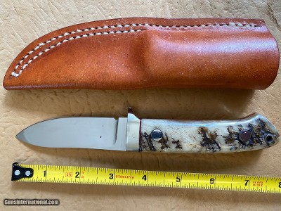 J. B. MOORE CUSTOM KNIFE, SEMI SKINNER, BIG HORN SHEEP, NEW WITH SHEATH - Image 2 of 3