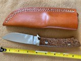 J. B. MOORE CUSTOM KNIFE, DROP POINT, EXOTIC WOOD, NEW WITH SHEATH - 2 of 3