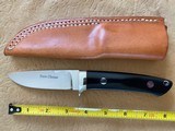 J. B. MOORE CUSTOM KNIFE, DROP POINT, BLACK MICARTA, NEW WITH SHEATH - 1 of 3