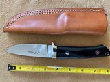 J. B. MOORE CUSTOM KNIFE, DROP POINT, BLACK MICARTA, NEW WITH SHEATH - 2 of 3