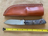 J. B. MOORE CUSTOM KNIFE,DROP POINT, EXOTIC WOOD, NEW WITH SHEATH - 2 of 3