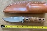 J. B. MOORE CUSTOM KNIFE, DROP POINT, EXOTIC WOOD, NEW WITH SHEATH - 1 of 3