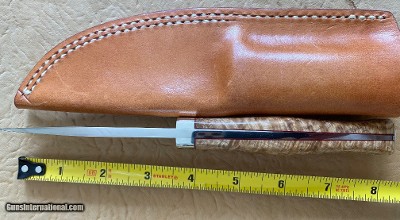 J. B. MOORE CUSTOM KNIFE, DROP POINT, EXOTIC WOOD, NEW WITH SHEATH - Image 3 of 3