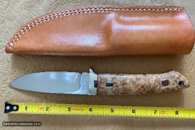 J. B. MOORE CUSTOM KNIFE, DROP POINT, EXOTIC WOOD, NEW WITH SHEATH - Image 2 of 3