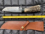 CRADDOCK HAND MADE STAG HUNTING KNIFE, STAINLESS STEEL, DAMASCUS, NEW WITH SHEATH - 1 of 3