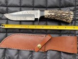 CRADDOCK HAND MADE STAG HUNTING KNIFE, STAINLESS STEEL, DAMASCUS, NEW WITH SHEATH - 2 of 3