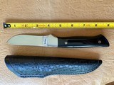 DON LOZIER HAND MADE CUSTOM KNIFE, BLACK MICARTA, LEATHER SHEATH, BRAND NEW - 2 of 3