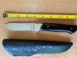 DON LOZIER HAND MADE CUSTOM KNIFE, BLACK MICARTA, LEATHER SHEATH, BRAND NEW - 1 of 3