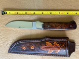 DON LOZIER HAND MADE CUSTOM KNIFE, EXOTIC WOOD, LEATHER SHEATH, BRAND NEW - 2 of 3