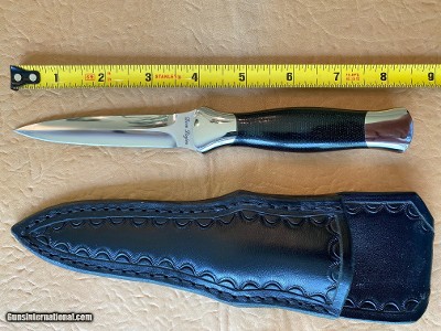 DON LOZIER HAND MADE CUSTOM KNIFE, BOOT DAGGER BLACK MICARTA, BRAND NEW