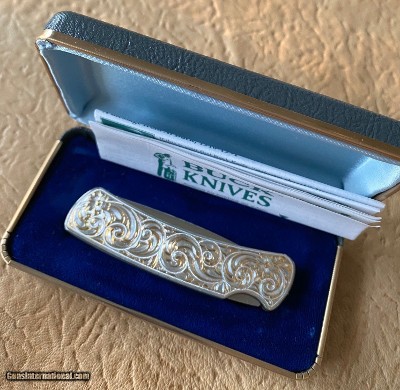 BUCK STERLING ENGRAVED LTD EDITION POCKET KNIFE, NEW IN PRESENTATION CASE