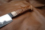 PATRICK TEYKE CUSTOM KNIFE, BURL WOOD, HAND MADE SHEATH, MADE IN GERMANY - 3 of 8