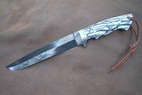 PATRICK TEYKE CUSTOM BLACK AND WHITE DAMASCUS FIGHTER, NEW, MADE IN GERMANY - 3 of 9