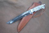 PATRICK TEYKE CUSTOM BLACK AND WHITE DAMASCUS FIGHTER, NEW, MADE IN GERMANY - 2 of 9