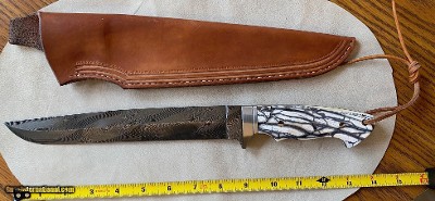 PATRICK TEYKE CUSTOM BLACK AND WHITE DAMASCUS FIGHTER, NEW, MADE IN GERMANY