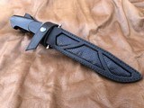 TEYKE SUBHILT FIGHTER, ENGRAVED, DAMASCUS, NEW WITH HANDMADE LEATHER SHEATH - 10 of 10