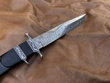 TEYKE SUBHILT FIGHTER, ENGRAVED, DAMASCUS, NEW WITH HANDMADE LEATHER SHEATH - 9 of 10