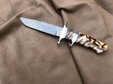 TEYKE SUBHILT CHUTE KNIFE, DAMASCUS, HAND MADE LEATHER SHEATH - 3 of 12