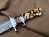 TEYKE SUBHILT CHUTE KNIFE, DAMASCUS, HAND MADE LEATHER SHEATH - 5 of 12