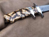 TEYKE SUBHILT CHUTE KNIFE, DAMASCUS, HAND MADE LEATHER SHEATH - 7 of 12