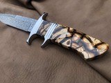 TEYKE SUBHILT CHUTE KNIFE, DAMASCUS, HAND MADE LEATHER SHEATH - 6 of 12