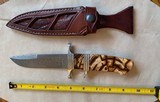 TEYKE SUBHILT CHUTE KNIFE, DAMASCUS, HAND MADE LEATHER SHEATH - 1 of 12