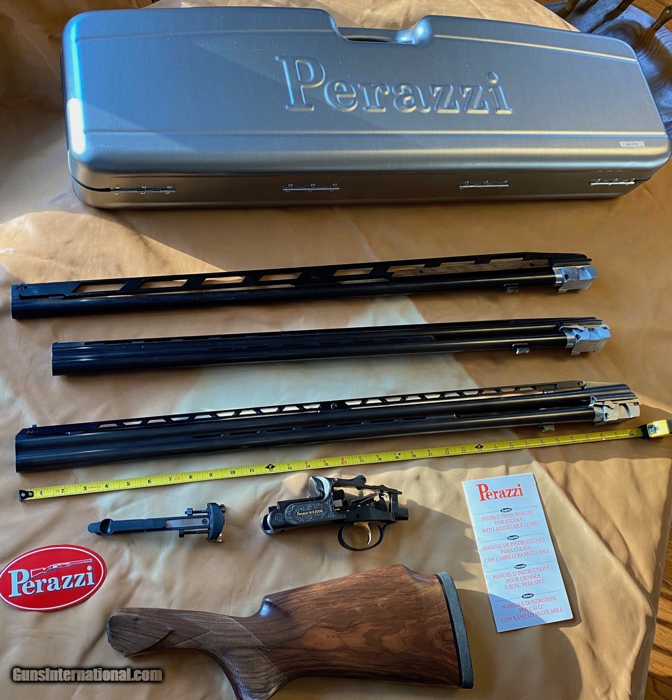 PERAZZI SHOTGUN PARTS, BARRELS, IRON, WOOD, CASE. for sale